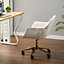 Off White Home Office Chair Velvet Effect Swivel Computer Desk Chair with Armrest