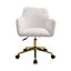 Off White Home Office Chair Velvet Effect Swivel Computer Desk Chair with Armrest