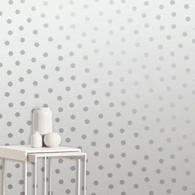 Off White Starlight Spots Wallpaper Metallic Silver Shimmer Smooth Finish Nursery Bedroom