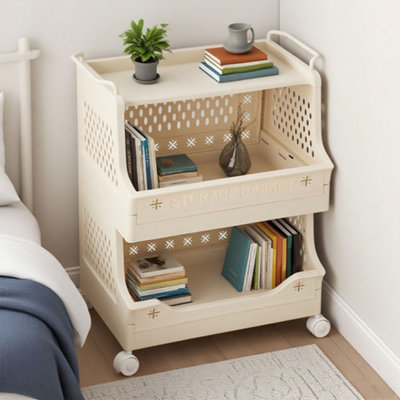 Off-white, Two-tiered, Movable, Multi-functional Household Living Room ...