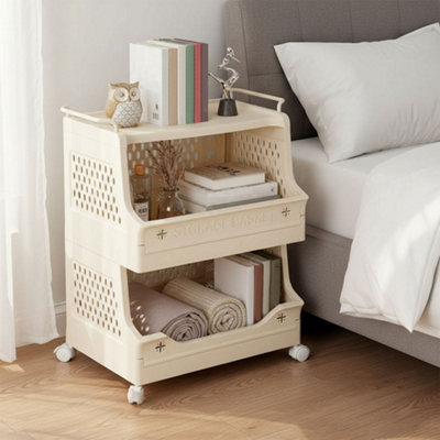 Off-white, Two-tiered, Movable, Multi-functional Household Living Room ...