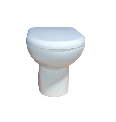 Off White WC Unit Round White Ceramic Toilet Pan Soft Close Seat & Cistern - 4