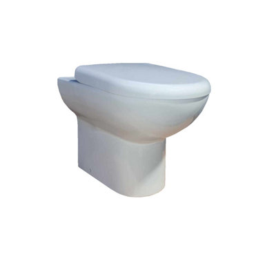 Off White WC Unit Round White Ceramic Toilet Pan Soft Close Seat & Cistern - 5