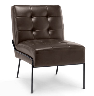 Office Accent Chair in Brown Faux Leather Fabric