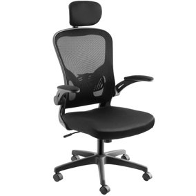 Office Chair Arges - ergonomic shape with adjustable lumbar support and headrest - black