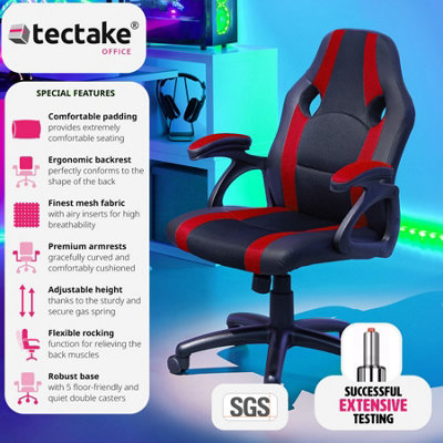 Office Chair Benny - ergonomic shape, comfortable padding - black/red