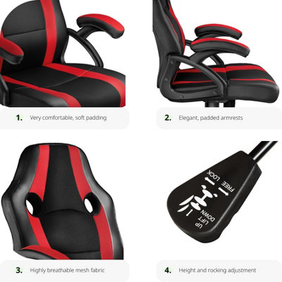 Office Chair Benny - ergonomic shape, comfortable padding - black/red