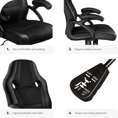 Office Chair Benny - ergonomic shape, comfortable padding - black