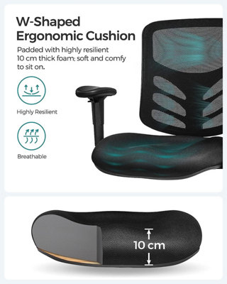Office Chair Ergonomic, Computer Mesh Desk Chair, Adjustable Armrests, Unique Height Adjustable Backrest, Tilt Function
