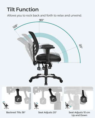 Office Chair Ergonomic, Computer Mesh Desk Chair, Adjustable Armrests, Unique Height Adjustable Backrest, Tilt Function