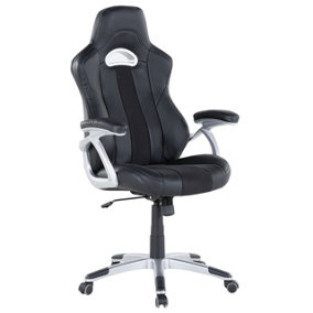 Office Chair Faux Leather Black ADVENTURE