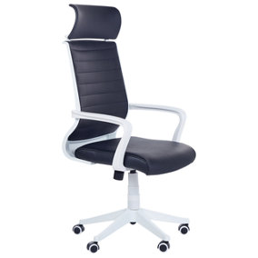 Office Chair Faux Leather Black LEADER