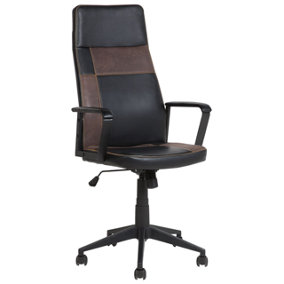 Office Chair Faux Leather Brown DELUXE