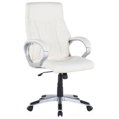 Office Chair Faux Leather Cream TRIUMPH