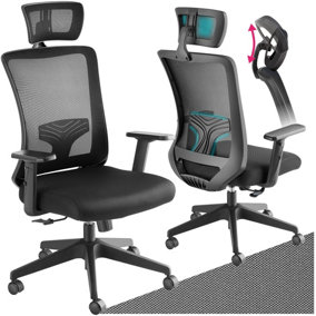 Office Chair Phoebe - ergonomic shape with lumbar support and adjustable headrest - black