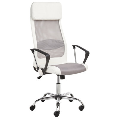 Office Chair Swivel PIONEER Faux Leather White