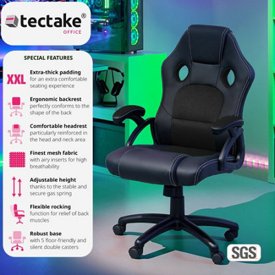 Office Chair Tyson - ergonomic shape, thick padding - black