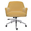 Office Desk Chair Yellow Velvet Upholstered Swivel Executive Computer Armchair for Home or Office