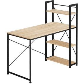 Office desk Hershey w/ integrated side shelf (122x61x120cm) - industrial wood light, oak Sonoma