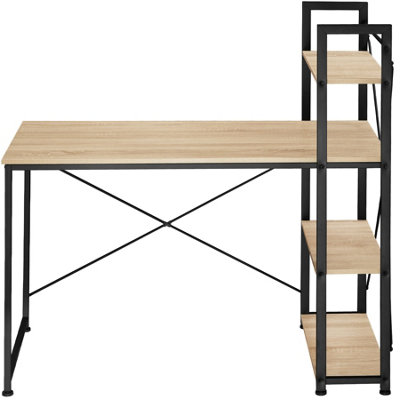 Office desk Hershey w/ integrated side shelf (122x61x120cm) - industrial wood light, oak Sonoma