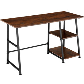 Office Desk Paisley - 120x50x73.5cm with 2 shelves - Industrial wood dark, rustic
