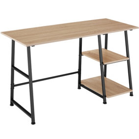 Office Desk Paisley - 120x50x73.5cm with 2 shelves - industrial wood light, oak Sonoma