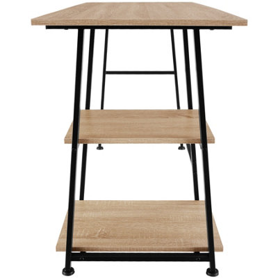 Office Desk Paisley - 120x50x73.5cm with 2 shelves - industrial wood light, oak Sonoma