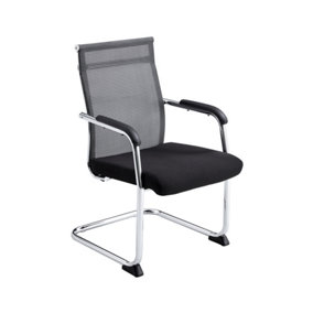 Office Mesh Chair with Tubular Frame (Pack of 4) - Metal - L50 x W54 x H92 cm - Black