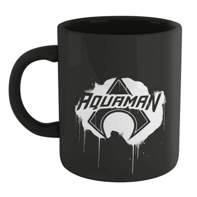 Official Aquaman Core Graffiti Mug - Black 100% Ceramic, Dishwasher Safe