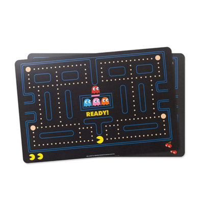 Official Pac-Man Retro Videogame Set of 2 Plastic Placemats