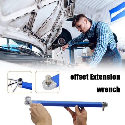 Offset Extension Ratchet Spanner & Adapter Set - Multi-purpose Wrench Tool for Hard-to-Reach Areas