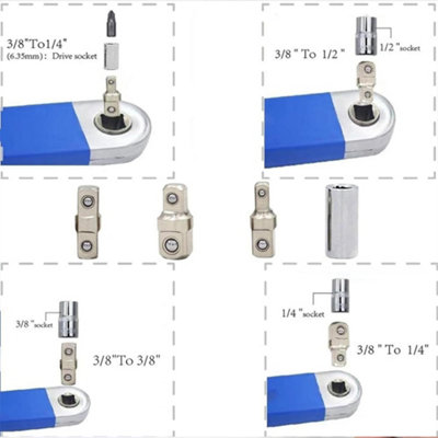 Offset Extension Ratchet Spanner & Adapter Set - Multi-purpose Wrench Tool for Hard-to-Reach Areas