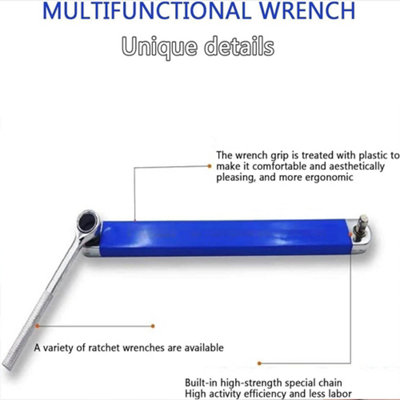 Offset Extension Ratchet Spanner & Adapter Set - Multi-purpose Wrench Tool for Hard-to-Reach Areas