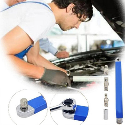 Offset Extension Ratchet Spanner & Adapter Set - Multi-purpose Wrench Tool for Hard-to-Reach Areas