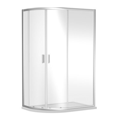 Offset Quadrant 6mm Toughened Safety Glass Shower Enclosure - 1000mm x 800mm - Chrome