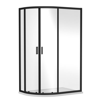 Offset Quadrant 6mm Toughened Safety Glass Shower Enclosure - 1200mm x 800mm - Black