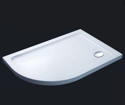 Offset Quadrant Resin Stone Shower Tray White Finish 1200x800 Left Handed