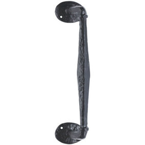 Offset Traditional Forged Pull Handle 263.5 x 67mm Black Antique Door Handle