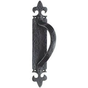 Offset Traditional Forged Pull Handle 263.5 x 67mm Black Antique Left Hand