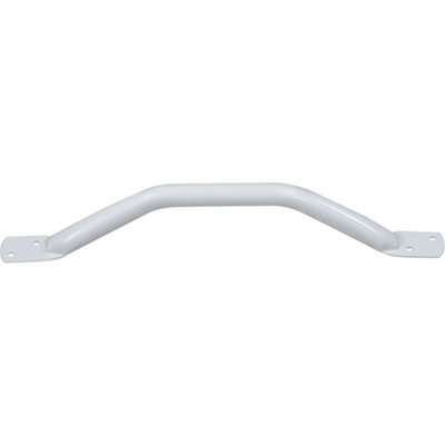 Offset White Steel Pipe Grab Bar - 450mm Length - Rounded Safety Ends - Epoxy