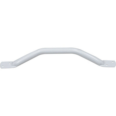 Offset White Steel Pipe Grab Bar - 450mm with Rounded Safety Ends and Durable Epoxy Finish