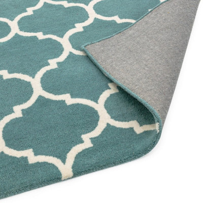 Ogee Duck Egg Wool Geometric Luxurious Modern Handmade Easy to Clean Rug for Living Room and Bedroom-80cm X 150cm