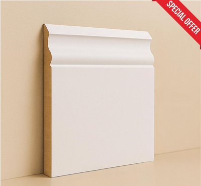OGEE MDF SKIRTING BOARD (L)2400mm(H)150mm(T)17mm-Fully Finished - Pack of 4