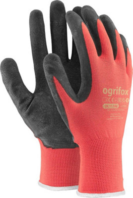 OGRIFOX 12 PAIRS LATEX COATED WORK GLOVES SAFETY DURABLE GARDEN GRIP BUILDERS