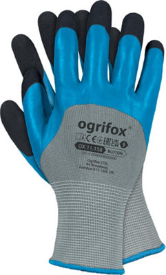 OGRIFOX Protective Gloves 12 pairs OX-BLUTON size 10 latex-coated