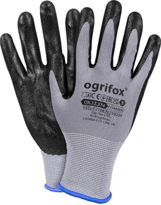 OGRIFOX Protective Gloves 12 pairs OX-FOAMER size 10 foam nitrile-coated