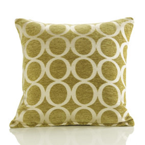 Oh 18" Luxury geometric chenille cushion. Colour Lime.