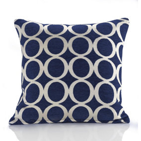 Oh 18" Luxury geometric chenille cushion. Colour Navy.