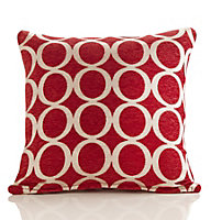 Oh 18" Luxury geometric chenille cushion. Colour Red.