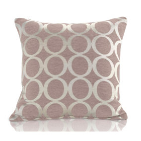 Oh 22" Luxury geometric chenille cushion. Colour Blush.